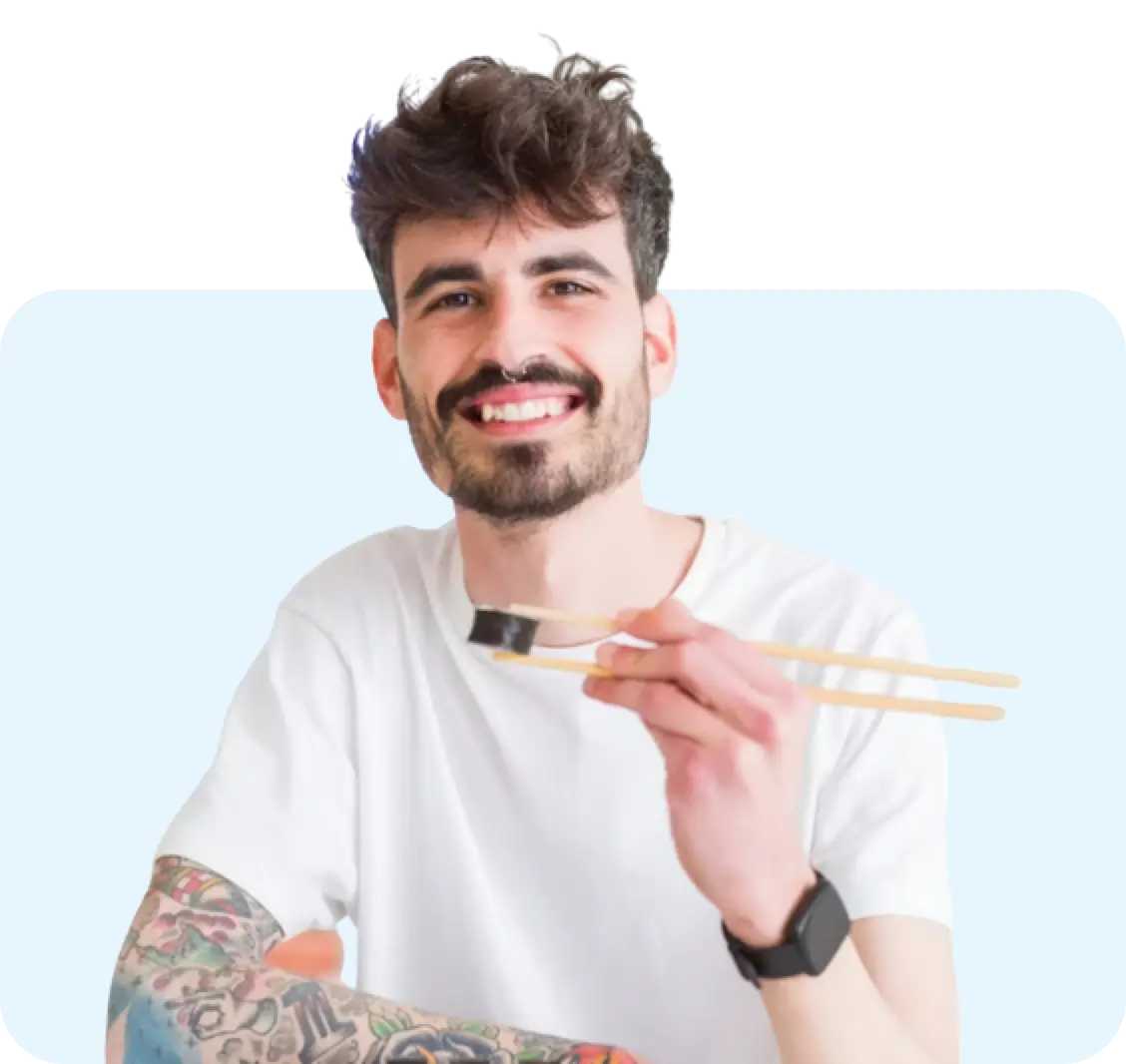 photo of a man eating